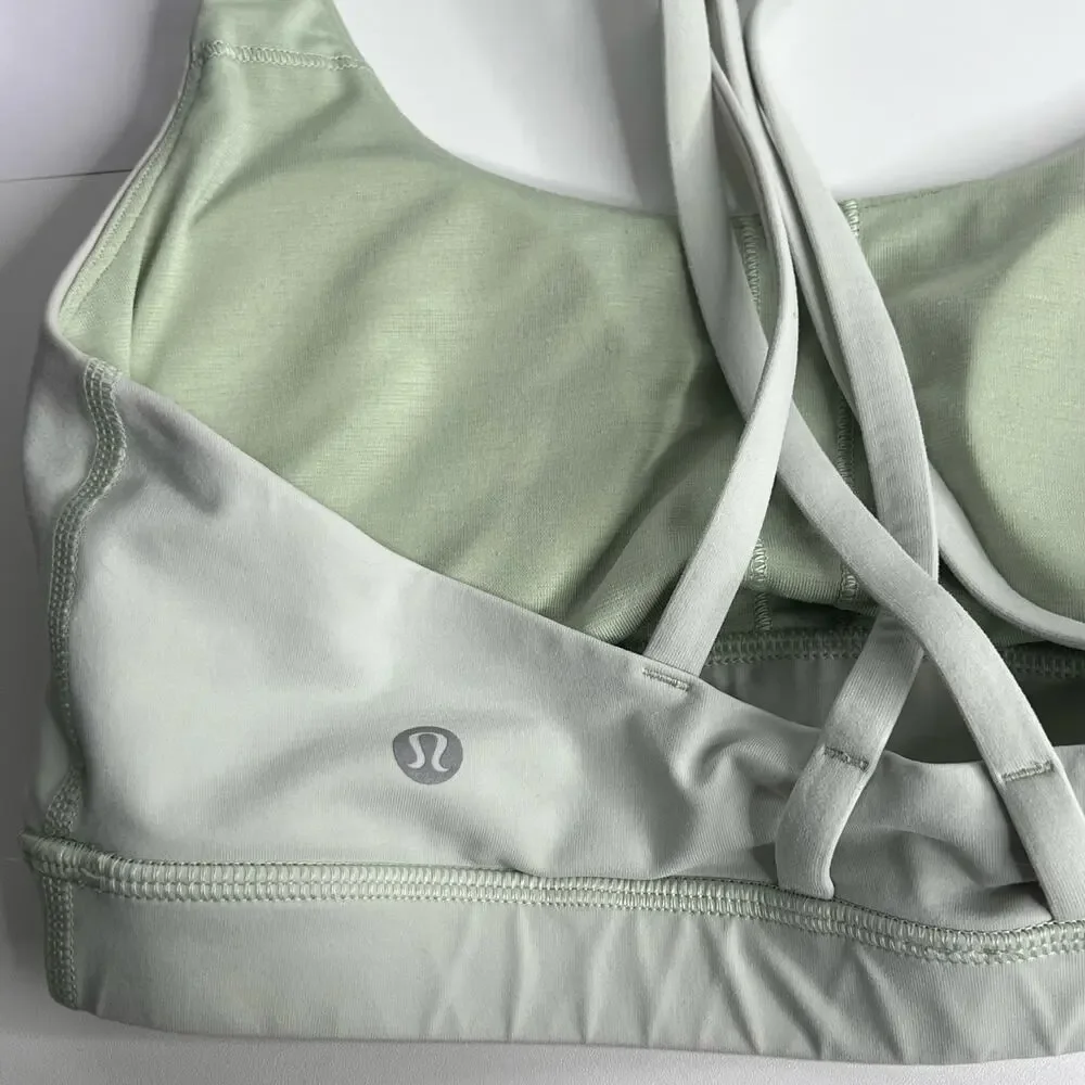 Lululemon Yoga Running Springtime Green Sports Energy Bra Size 8